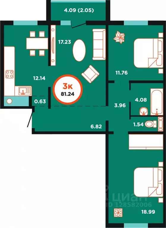 3-к кв. Калининградская область, Калининград Пригородная ул., 11 ... - Фото 1