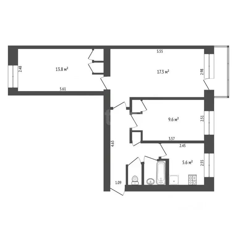 3-к кв. Тюменская область, Тюмень Тарманы мкр, ул. Игримская, 29 (56.7 ... - Фото 1