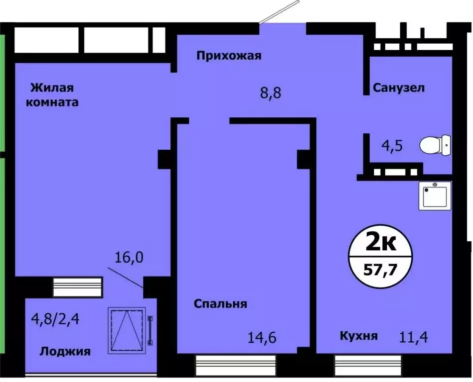 2-комнатная квартира: Красноярск, улица Лесников, 49 (57.7 м) - Фото 0