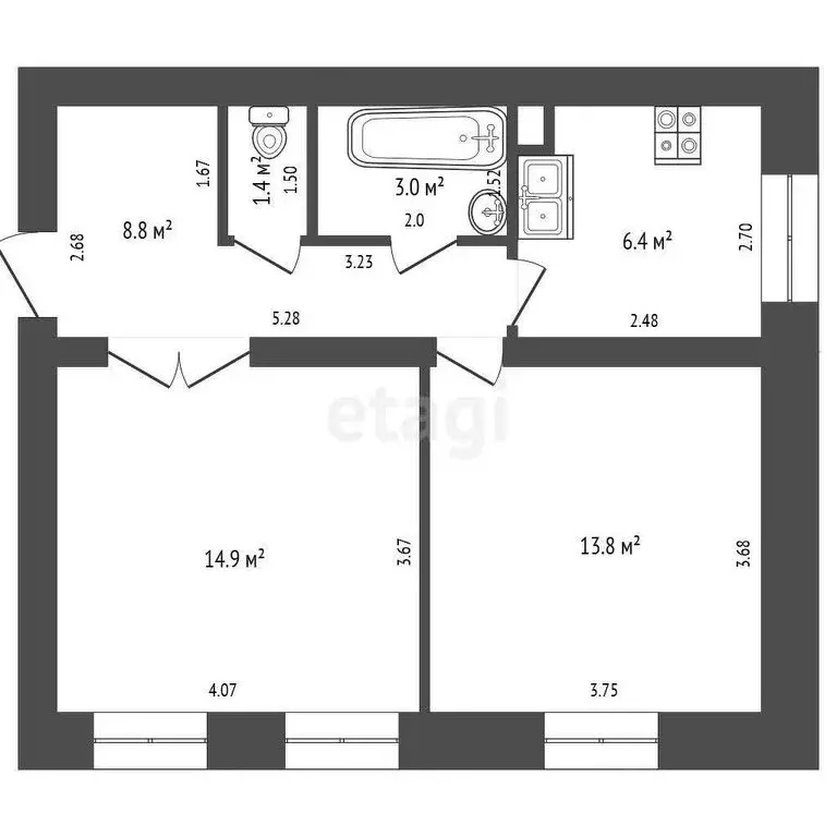 2-комнатная квартира: Самара, Загорская улица, 8 (48.3 м) - Фото 1