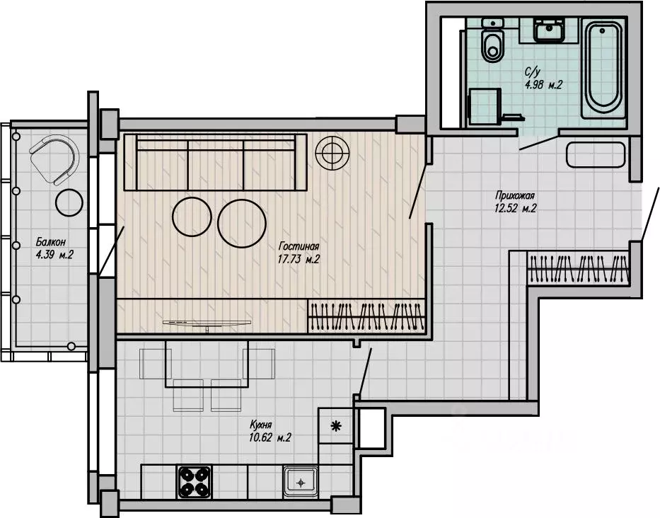 1-к кв. Свердловская область, Нижний Тагил ул. Победы, 57 (47.17 м) - Фото 1