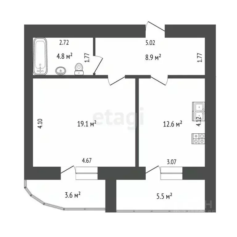 1-к кв. Самарская область, Самара Демократическая ул., 30 (45.4 м) - Фото 2