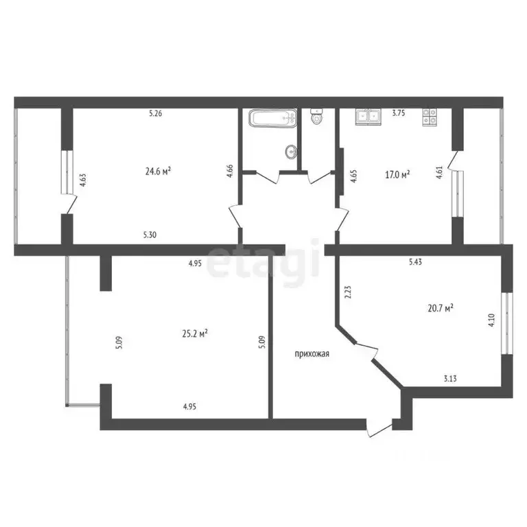 3-к кв. Белгородская область, Белгород Славянская ул., 15 (124.0 м) - Фото 1