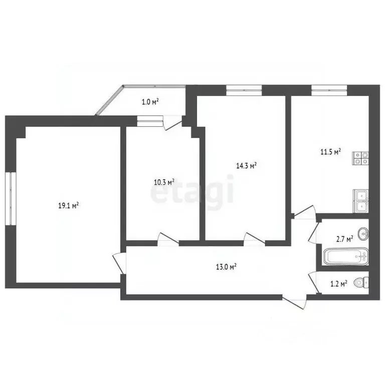 3-к кв. Ямало-Ненецкий АО, Новый Уренгой Сибирская ул., 85 (71.7 м) - Фото 2
