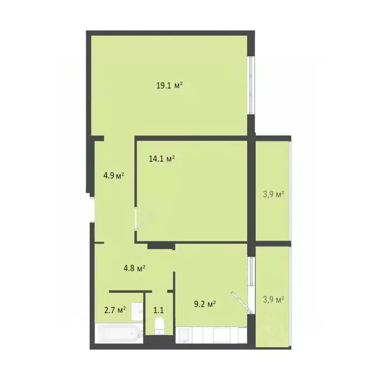 2-к кв. Омская область, Омск Заозерный мкр, ул. Сергея Тюленина, 4 ... - Фото 1