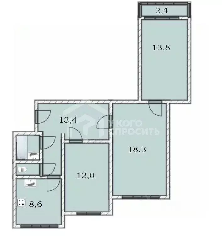 3-к кв. Санкт-Петербург, Санкт-Петербург, Петергоф дор. Бобыльская, 57 ... - Фото 2