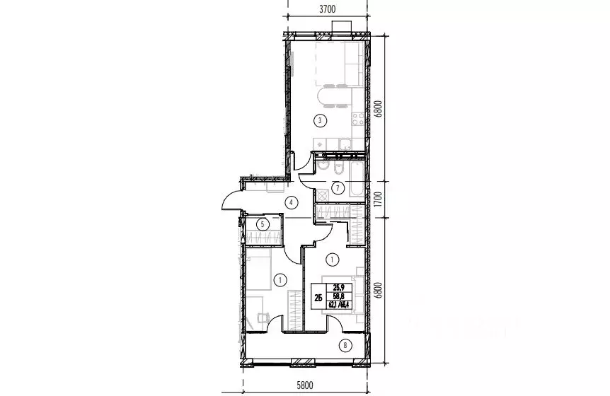 3-к кв. Пензенская область, Пенза ул. Измайлова, 38к3 (65.0 м) - Фото 0