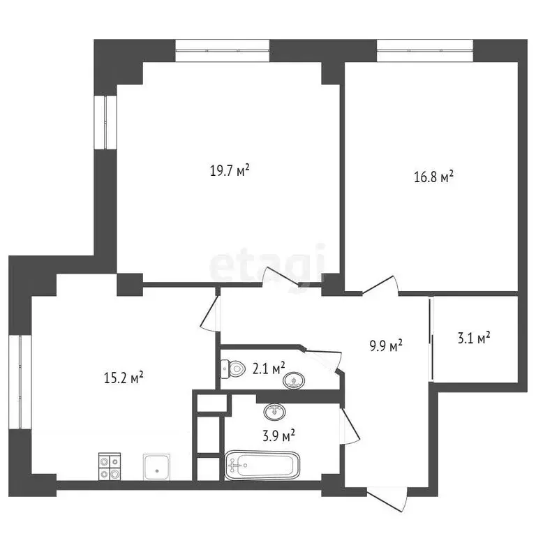 2-комнатная квартира: Калининград, Советский проспект, 81к2 (71 м) - Фото 0