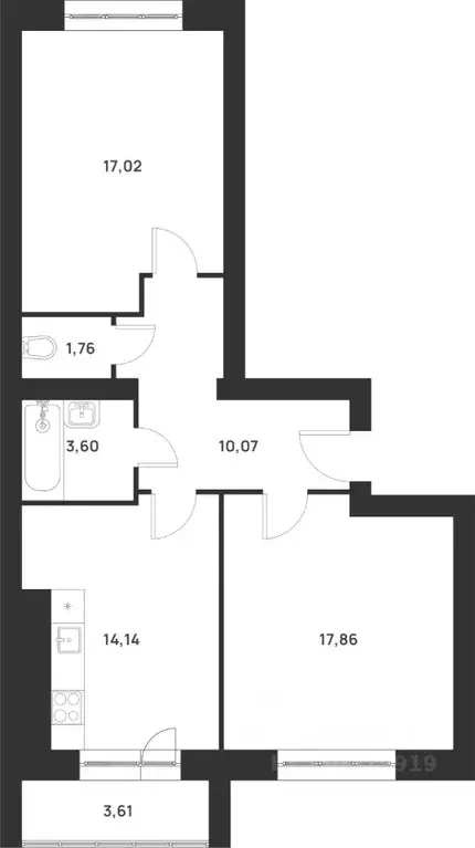 2-к кв. Тульская область, Тула Новая Тула мкр,  (68.06 м) - Фото 0