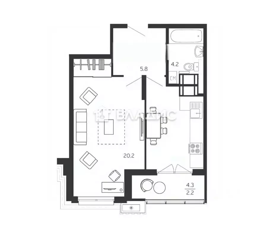1-к кв. Пензенская область, Пензенский район, Засечный сельсовет, с. ... - Фото 2