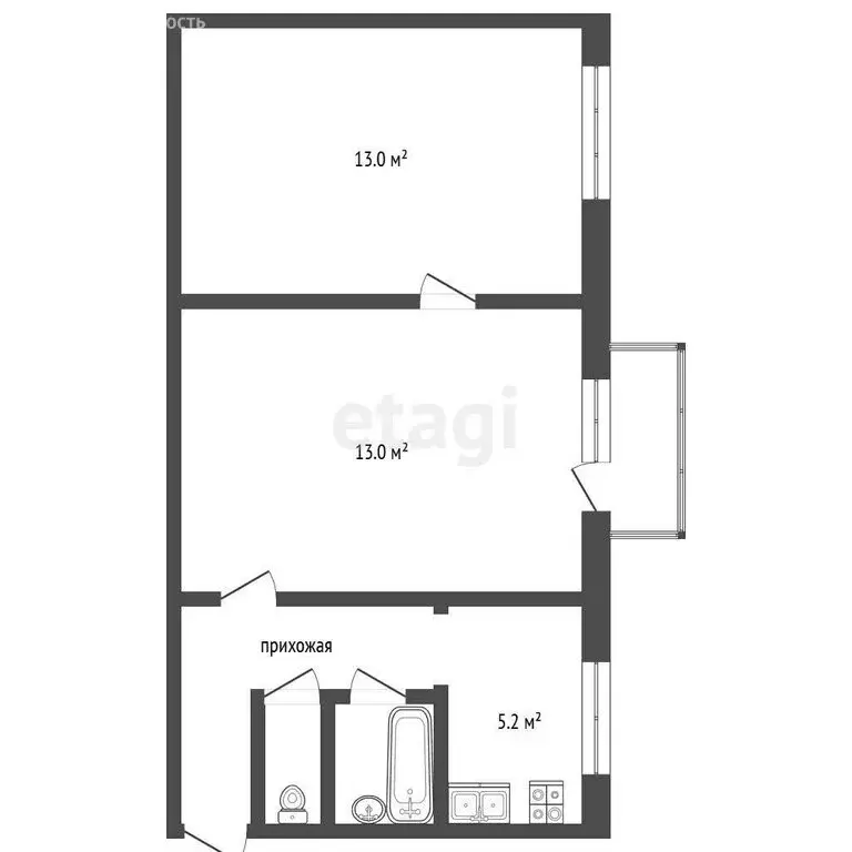 2-комнатная квартира: Ярославль, Тутаевское шоссе, 73 (42.3 м) - Фото 0