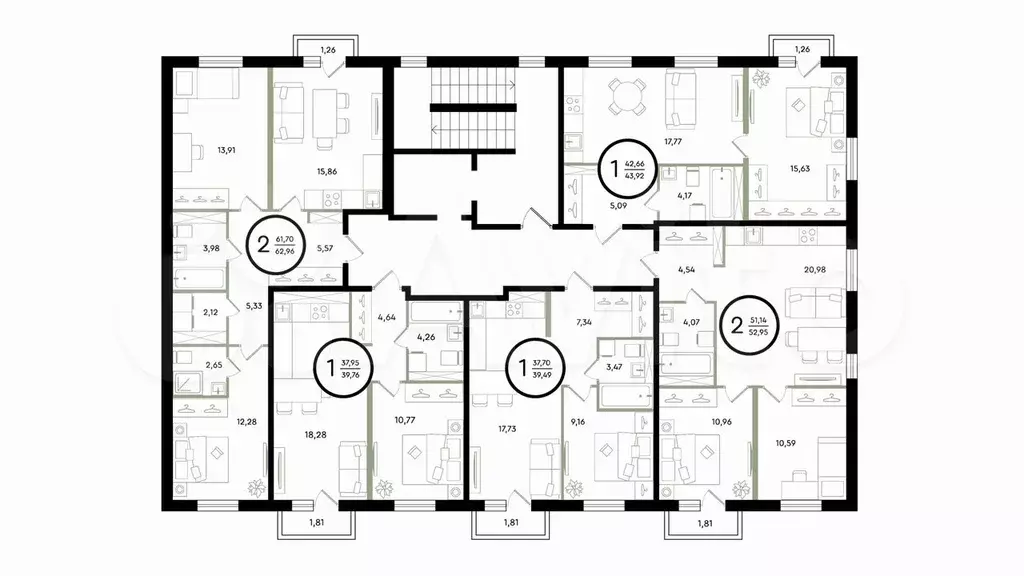 2-к. квартира, 53 м, 3/4 эт. - Фото 1
