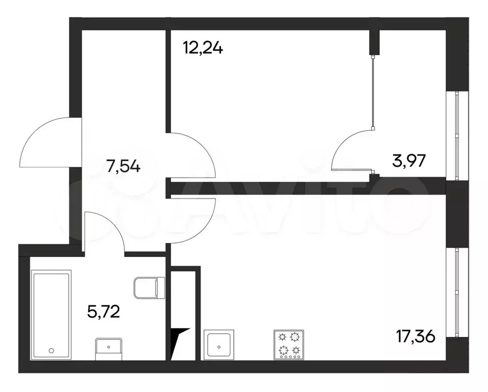 1-к. квартира, 46,8 м, 3/4 эт. - Фото 1