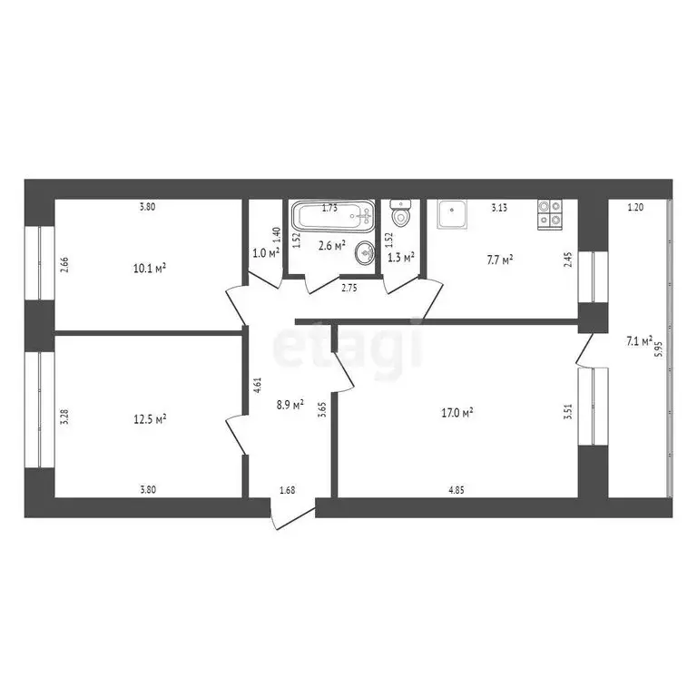4-комнатная квартира: Калининград, Зоологическая улица, 9Б (86 м) - Фото 0