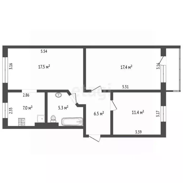 4-к кв. Ямало-Ненецкий АО, Муравленко Комсомольская ул., 3 (80.0 м) - Фото 1