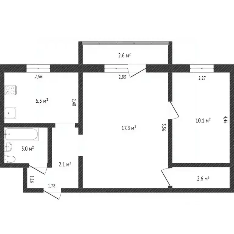 2-к кв. Хабаровский край, Комсомольск-на-Амуре Ленинградская ул., 75 ... - Фото 2