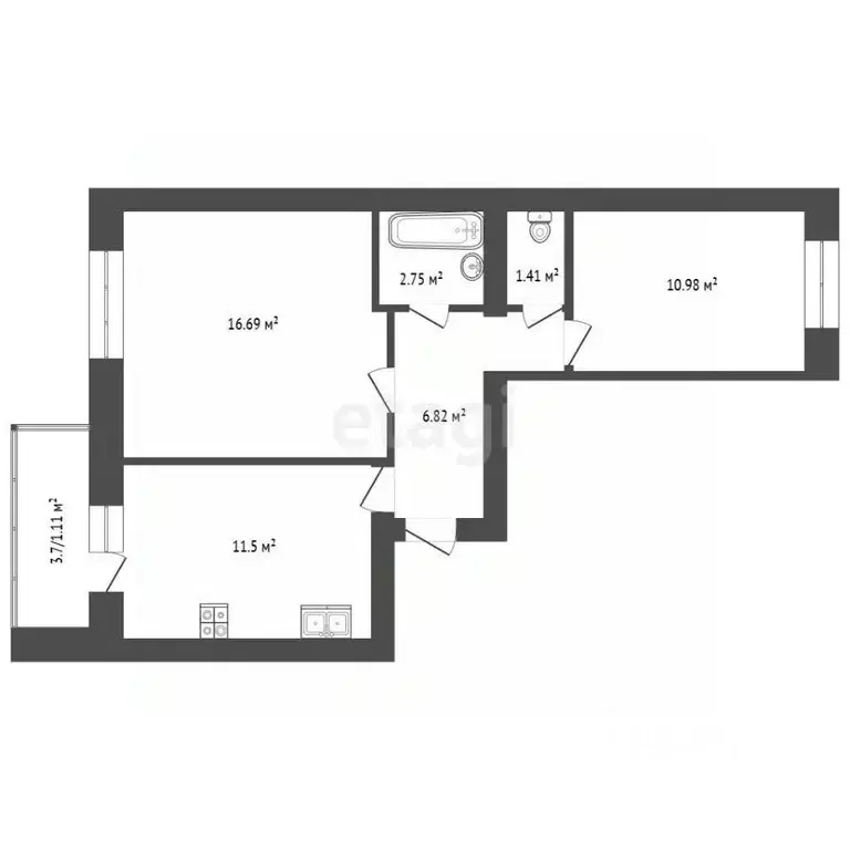 2-к кв. Ярославская область, Ярославль ул. Малая Норская, 3 (51.2 м) - Фото 2