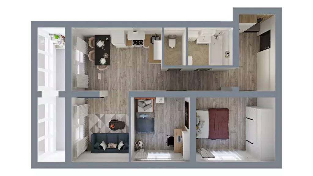 2-комнатная квартира: город Тельмана, жилой комплекс Сибирь (63.3 м) - Фото 2