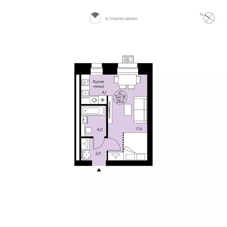 Студия Коми, Сыктывкар Давпон мест., Бьярма жилой комплекс (28.6 м) - Фото 1