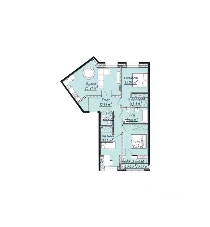 3-к кв. Татарстан, Казань ул. Урицкого, 1 (89.02 м) - Фото 1