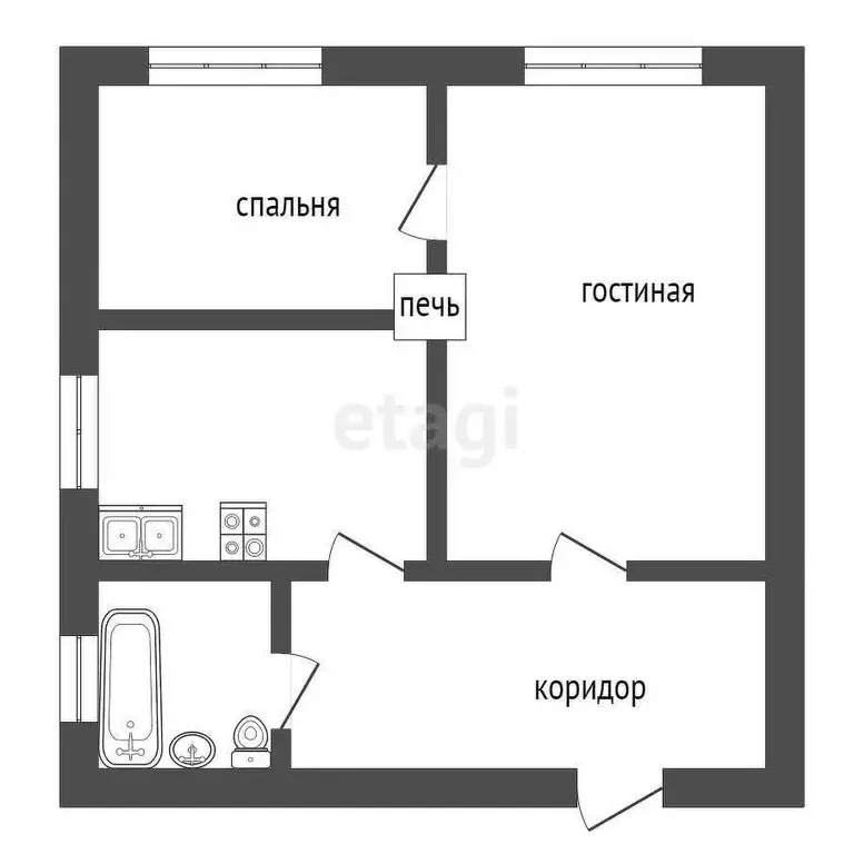 Квартира, 2 комнаты, 40.6 м - Фото 1