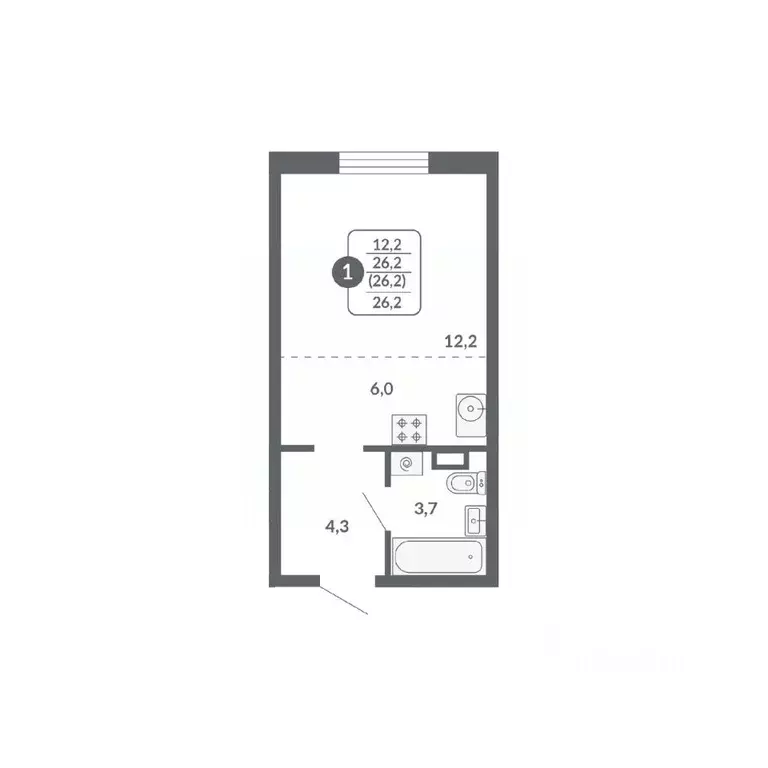 Студия Кировская область, Киров ул. Пушкина, 25 (26.2 м) - Фото 1