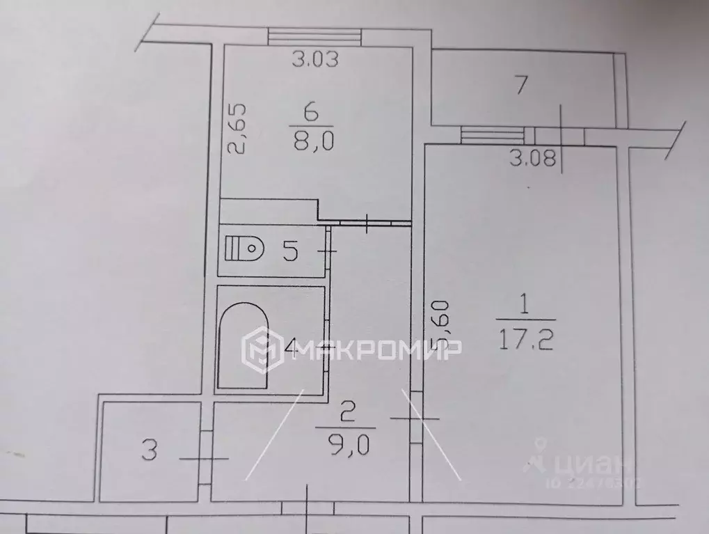 1-к кв. Ленинградская область, Всеволожск Василеозерская ул., 7 (42.0 ... - Фото 2