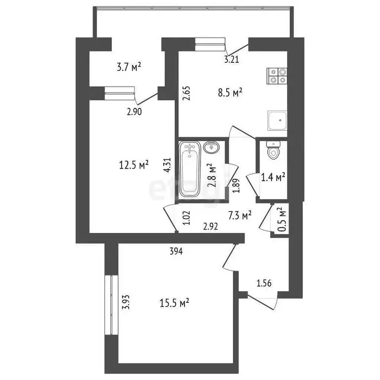 2-комнатная квартира: Судак, улица Ленина, 33 (48.5 м) - Фото 1
