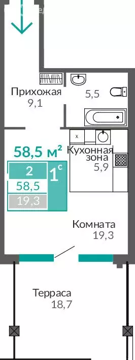 1-комнатная квартира: Евпатория, Симферопольская улица (58.5 м) - Фото 0