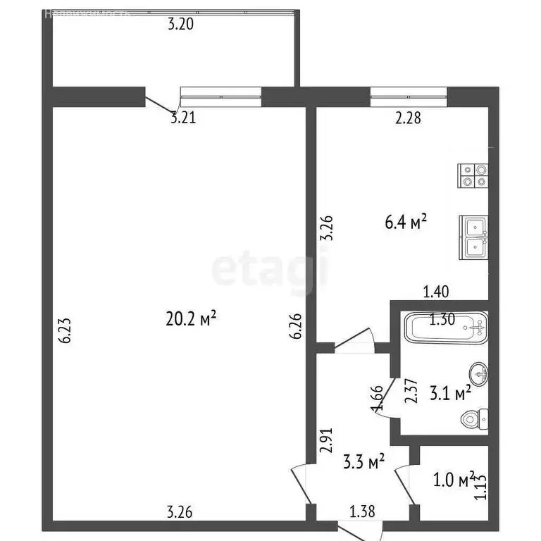 1-комнатная квартира: Стерлитамак, Коммунистическая улица, 35 (34 м) - Фото 0
