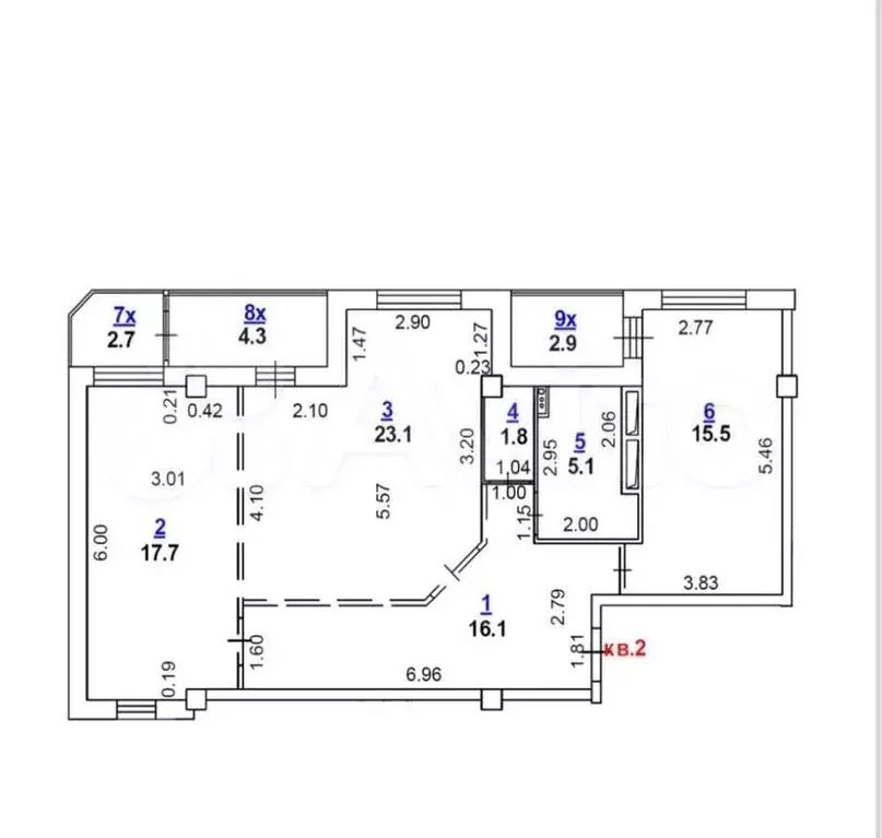 3-к. квартира, 84 м, 6/9 эт. - Фото 0