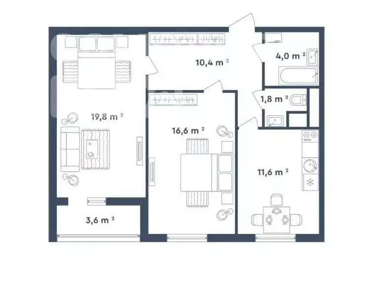 3-комнатная квартира: Москва, Лосиноостровская улица, вл45к2 (69.1 м) - Фото 0