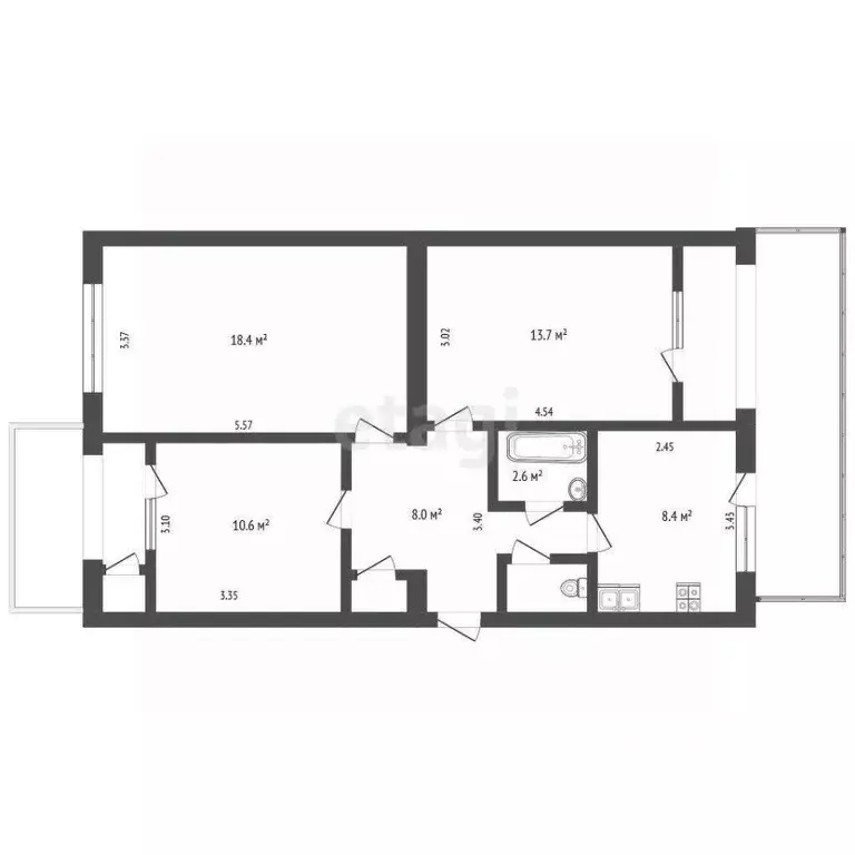 3-к кв. Крым, Бахчисарай ул. Макаренко, 8 (70.5 м) - Фото 1
