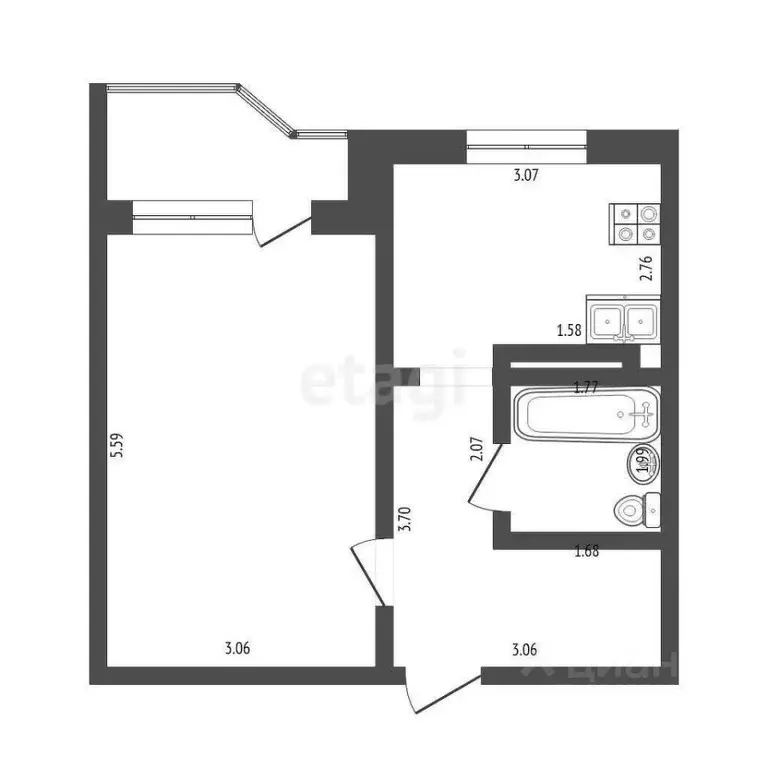 1-к кв. Костромская область, Кострома Соловьиная ул., 4 (36.0 м) - Фото 1