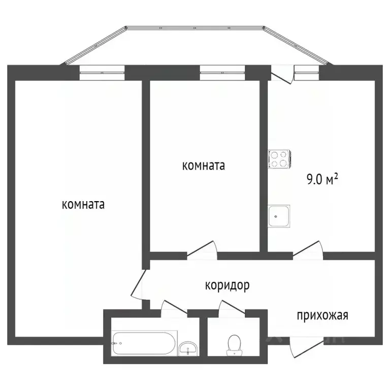 2-к кв. Воронежская область, Воронеж ул. Хользунова, 96 (52.3 м) - Фото 2