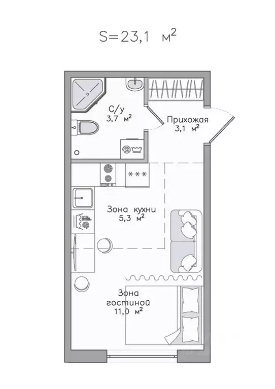 Студия Карелия, Сортавала Советская ул., 5 (23.1 м) - Фото 1
