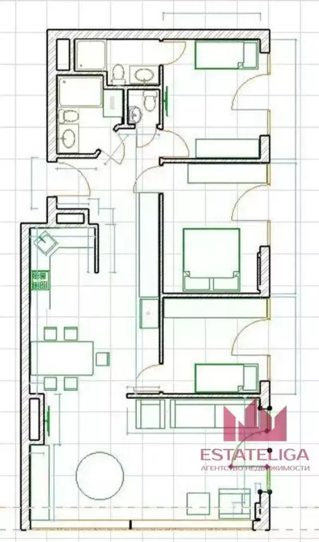 3-к кв. Москва ул. Янковского, 1к3 (114.5 м) - Фото 2