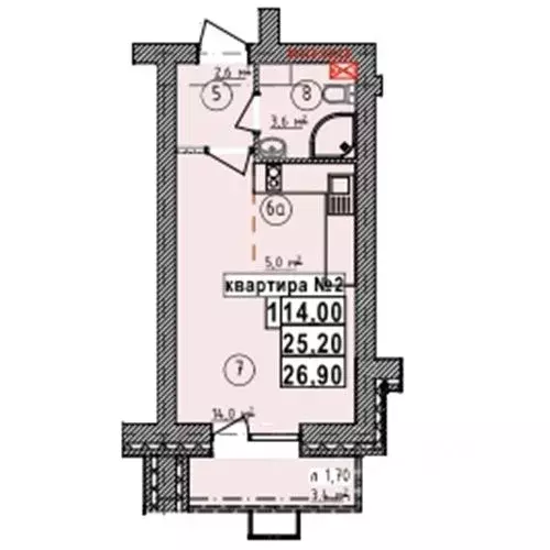 Студия Липецкая область, Усмань Северо-Восточный мкр,  (26.9 м) - Фото 1