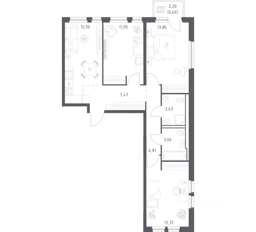 3-к кв. Ленинградская область, Всеволожский район, Свердловское ... - Фото 1