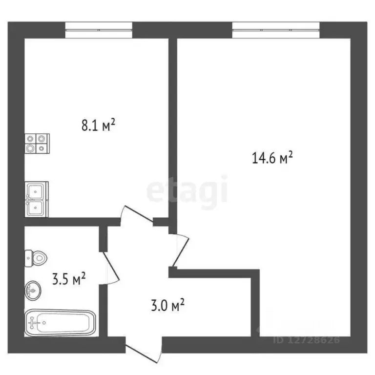 1-к кв. Калужская область, Калуга ул. Василия Стригунова, 4 (29.4 м) - Фото 2