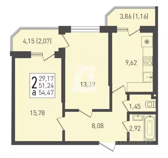 Квартира, 2 комнаты, 55 м - Фото 1