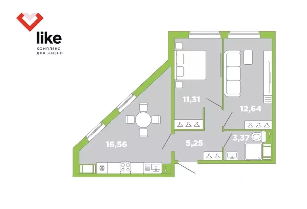 2-к кв. Санкт-Петербург Политехническая ул., 6 (51.0 м) - Фото 0