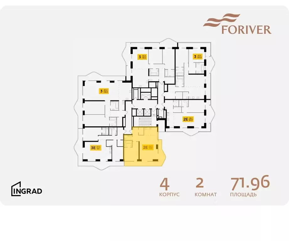 2-к кв. Москва Г мкр, Форивер жилой комплекс, 4 (71.96 м) - Фото 1