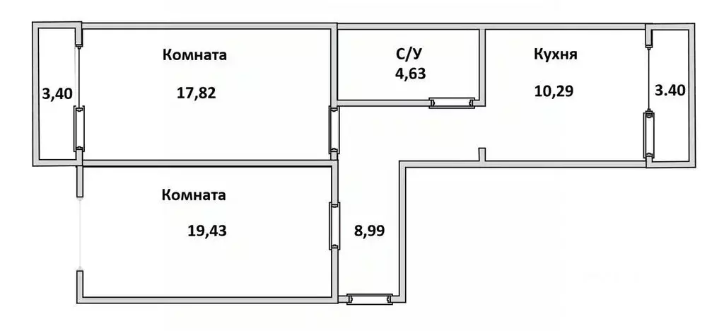 Квартира, 2 комнаты, 60 м - Фото 0