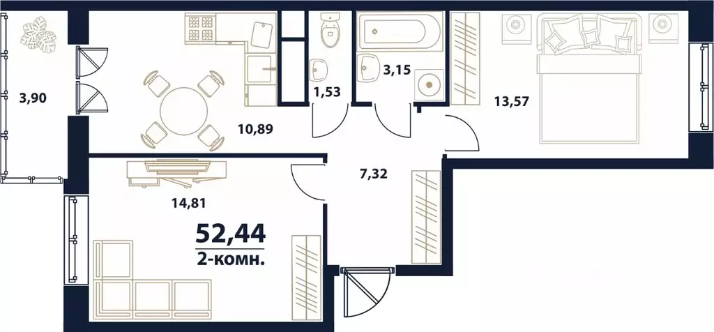 2-к кв. Ульяновская область, Ульяновск Новый Город мкр, 17-й кв-л, ... - Фото 0