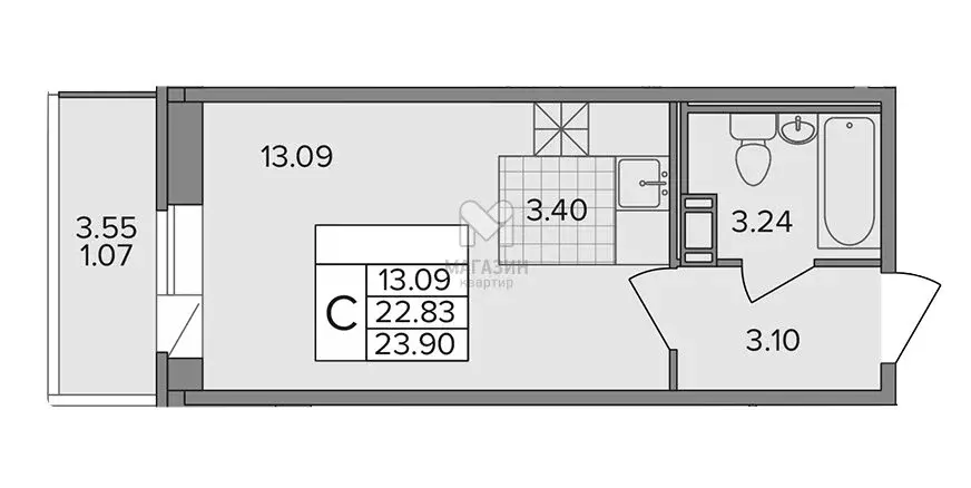 Квартира-студия: Новое Девяткино, Лесная улица, 19 (21.06 м) - Фото 0