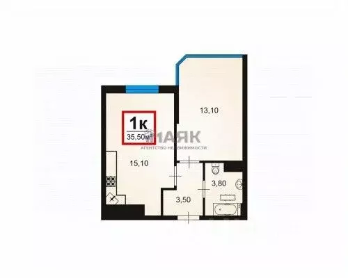 1-к кв. Краснодарский край, Анапа Анапское ш., 32к4 (35.5 м) - Фото 2