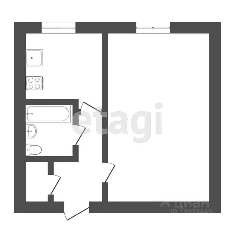 1-к кв. Тюменская область, Тюмень ул. Мельникайте, 80 (31.0 м) - Фото 1