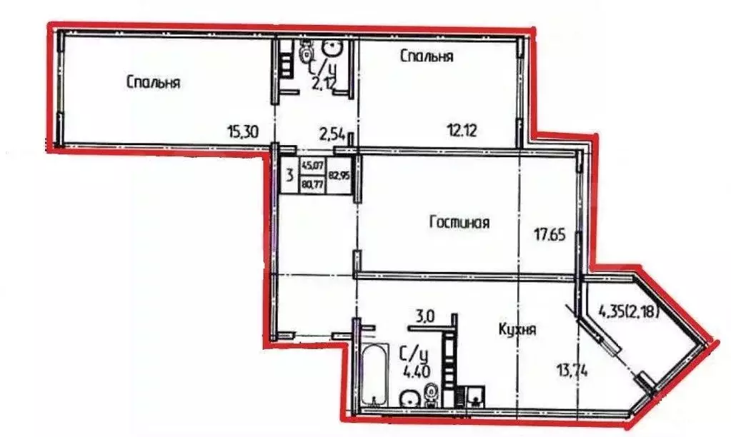 3-к кв. Оренбургская область, Оренбург Пролетарская ул., 288/1 (80.6 ... - Фото 2