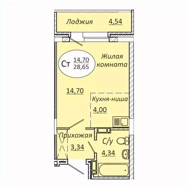 Студия Новосибирская область, Новосибирск 2-я Воинская ул., 53 (28.65 ... - Фото 0